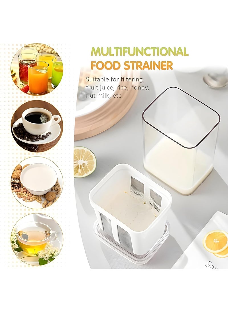 SHRISELL - Greek Yogurt Curd Maker 1100ml Fine Mesh Strainer with Lid Multifunctional Yoghurt Filter Curd Maker for Home Whey Separator Perfect for Homemade Yogurt Curd Cheese More - Image 1