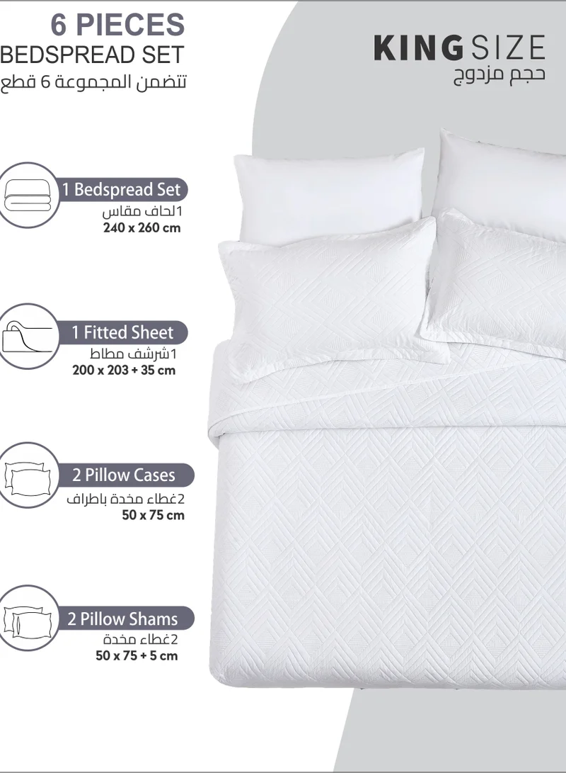 Donetella Bedspread Coverlet Set 6-Pcs King Size Bed Fits(200 X 200 Cm) Soft Luxurious Solid Compressed Comforter With Fitted Sheet Pillow Sham And Pillowcases,