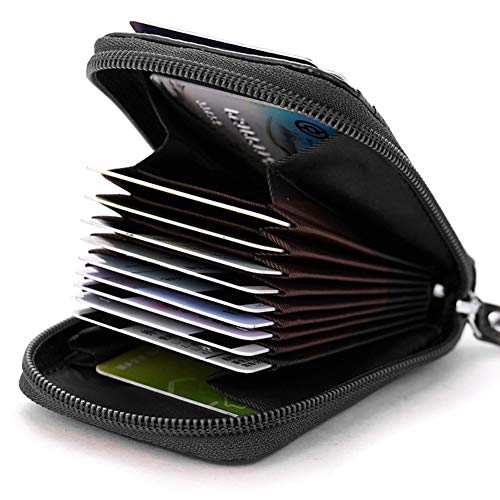 BAKUN Premium Leather Slim Zipper Business/Credit Card Wallet Case Holder with Clear Photo Slot, Security Travel Wallet(Black) - Image 4