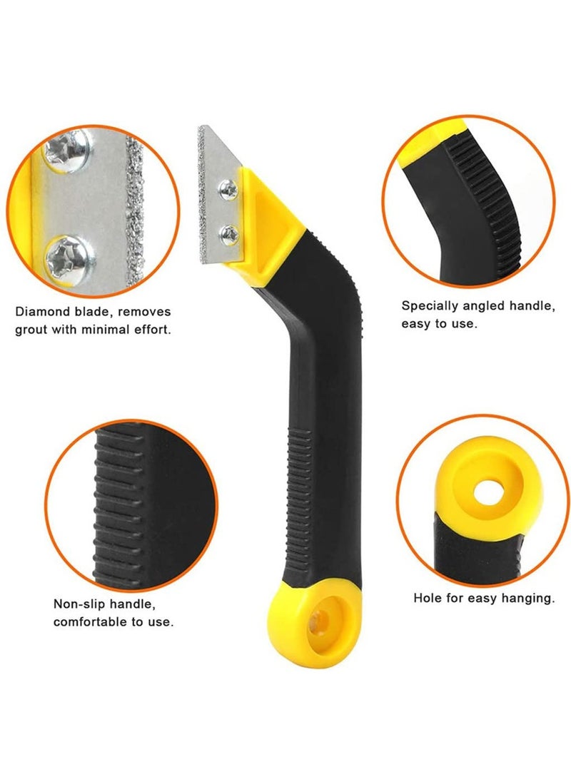 sokany - 8 PCS Grout Remover Tool set, Grout Saw, Angled Grout Scraping Rake Tool with 6 Pieces Extra Blades Replacement for Tile Cleaning (Yellow/Orange/Black) - Image 1