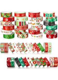 Mtlee 24 Rolls Christmas Washi Tape Gold Foil Decorative Washi Tape 15 Mm Wide Christmas Masking Tape For Holiday Decorations Scrapbooking Journal Supplies Arts Crafts (Classic Style)  - Image 1