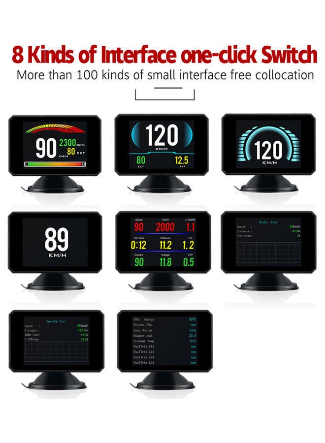 NIBEMINENT Head up Display OBD Smart HUD Auto Digital Meter OBD2 Port Warning Windshield Alarm System - Image 3