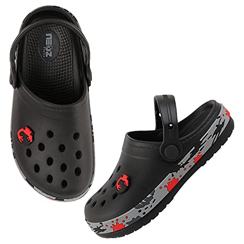 Neoz Casual Slingback Clogs for Kids with Soft Sole | Slip-On Breathable, Lightweight | Comfortable & Durable | Stylish Indoor & Outdoor Sandals Clogs for Kids, K-SPLASH-NERO_4 - Image 2