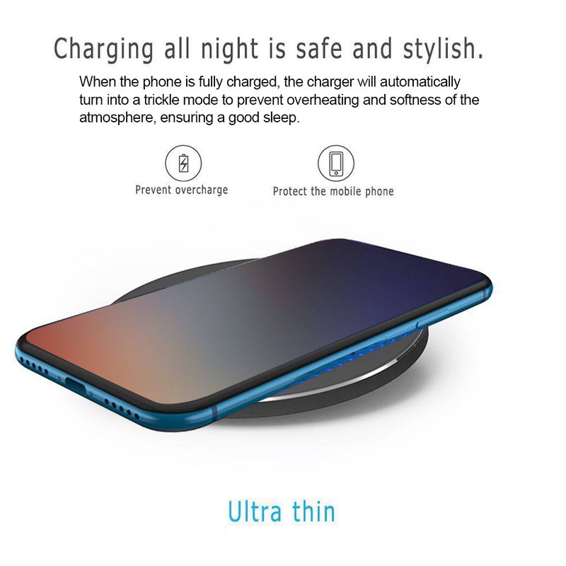 Portable Aluminum Alloy Ultra-thin Round Shape Qi Standard Wireless Charger 10W Fast Charging Pad Universal Phone Charge Base for i-Phone 8/8 Plus/X or for Samsung Galaxy S9+/S9/S8/S8+/S7/S7 Edge/S6 Edge+ and More - Image 2