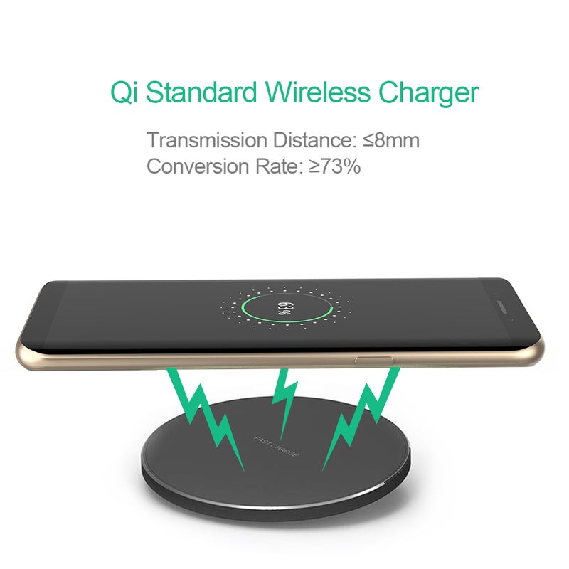 Portable Aluminum Alloy Ultra-thin Round Shape Qi Standard Wireless Charger 10W Fast Charging Pad Universal Phone Charge Base for i-Phone 8/8 Plus/X or for Samsung Galaxy S9+/S9/S8/S8+/S7/S7 Edge/S6 Edge+ and More - Image 3