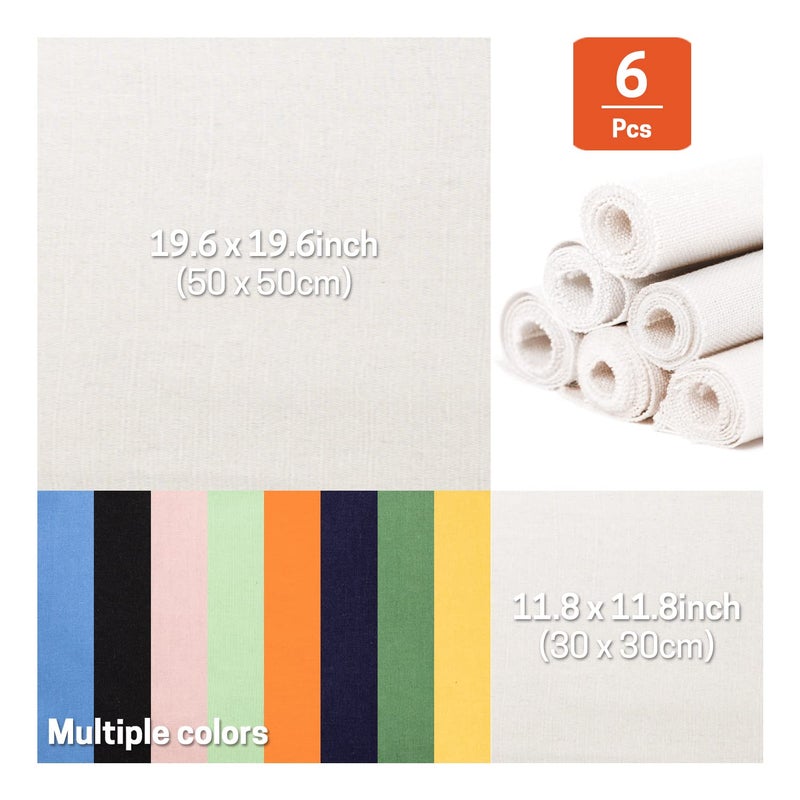 BERYA 6 Pcs Linen Needlework Fabric, Square Embroidery Fabric 9 Colors Stitch Cloth for Garment Crafts and Decoration Embroidery Project - Image 2