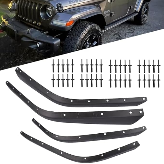 rayihni Front  Rear Fender Extenders Replacement For 20182024 Jeep Wrangler Jl Jlu Rubicon Wheel Fender Liner Extension Set 4 Pcs Only Fit High Clearance Fender Flares Not Fit 4Xe - Image 1