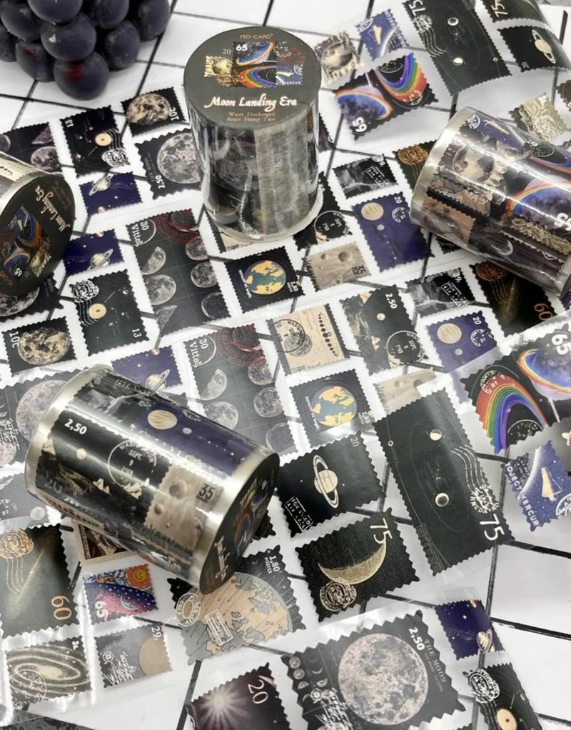 كاغيت جيمي دوكان Paper Ship Shop Space Themed Individual Sticker Stamp Washi Tape / Sticker / Decal / bullet Journal / Notebook Decoration