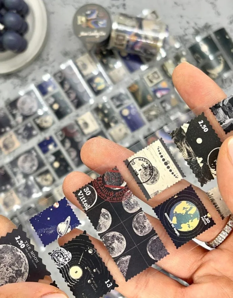 كاغيت جيمي دوكان Paper Ship Shop Space Themed Individual Sticker Stamp Washi Tape / Sticker / Decal / bullet Journal / Notebook Decoration