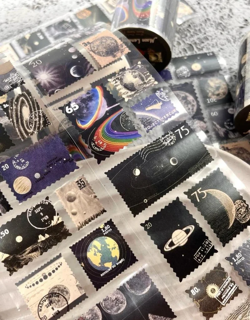 كاغيت جيمي دوكان Paper Ship Shop Space Themed Individual Sticker Stamp Washi Tape / Sticker / Decal / bullet Journal / Notebook Decoration