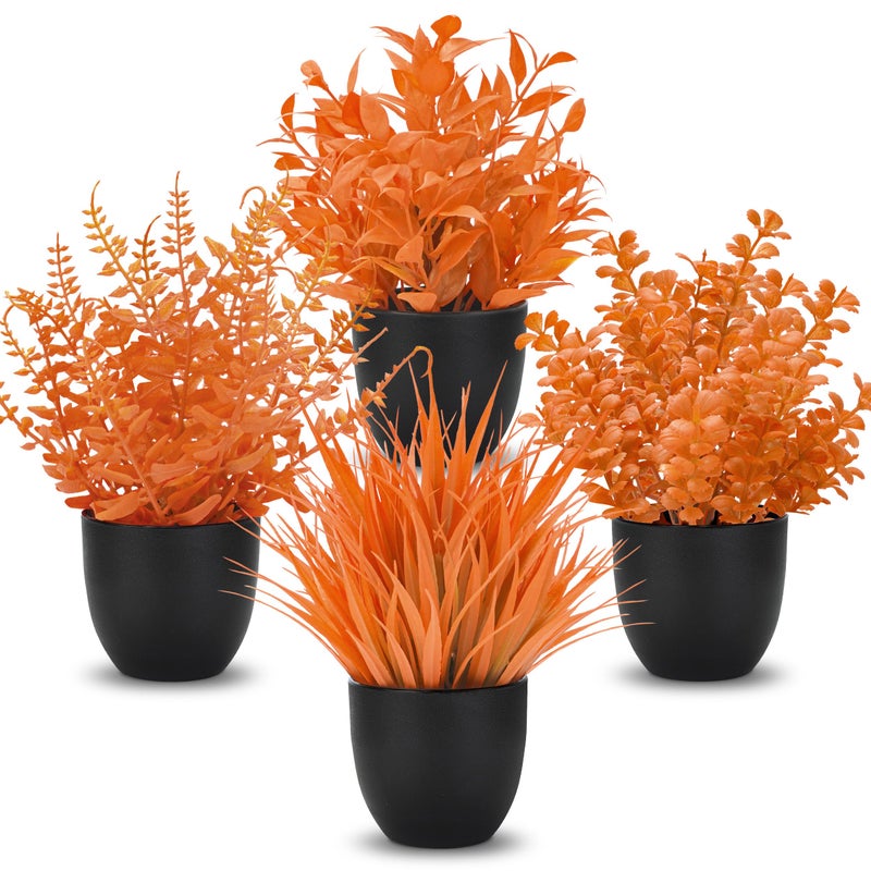 Der Rose Fall Fake Plants 4 Packs Artificial Plants Small Faux Plants Black Bathroom Accessories Fall Decorations for Home Bathroom Home Office Desk Fall Decor Indoor - Image 2