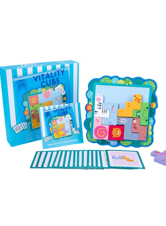 لغز خشبي ثلاثي الأبعاد للأطفال تتريس ثلاثي الأبعاد لغز على شكل حيوانات لغز بناء لعبة المكعبات مخصص اللون: mqy-Magnetic Tetris - Image 1