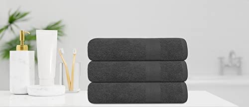 Texcraft Medium Size Bath Towels Set of 6 – 100% Cotton Terry – 24" x 48" – Quick Dry, Soft & Highly Absorbent – Grey Towels for Bathroom, Gym, Spa, Pool & Daily Use - Image 3