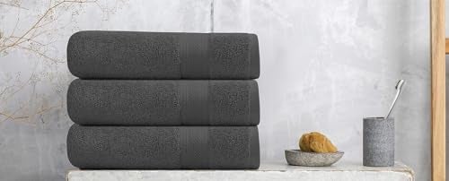 Texcraft Medium Size Bath Towels Set of 6 – 100% Cotton Terry – 24" x 48" – Quick Dry, Soft & Highly Absorbent – Grey Towels for Bathroom, Gym, Spa, Pool & Daily Use - Image 5