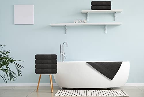 Texcraft Medium Size Bath Towels Set of 6 – 100% Cotton Terry – 24" x 48" – Quick Dry, Soft & Highly Absorbent – Grey Towels for Bathroom, Gym, Spa, Pool & Daily Use - Image 4