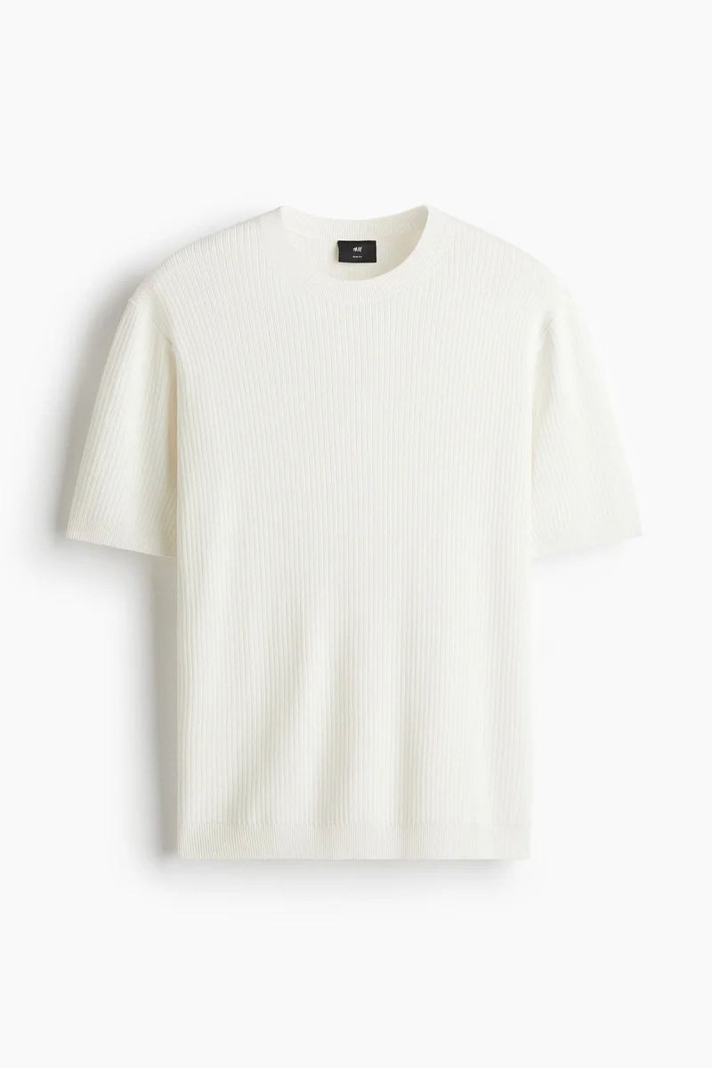 H&M  Slim Fit Rib-knit T-shirt for Men | Best Price UAE