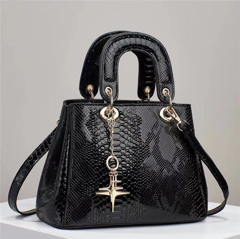 New Style Small Fragrant Snake Pattern Large Capacity Texture Western Style High Quality Single Shoulder Cross-Body Quality Bag Large Bag - Image 5