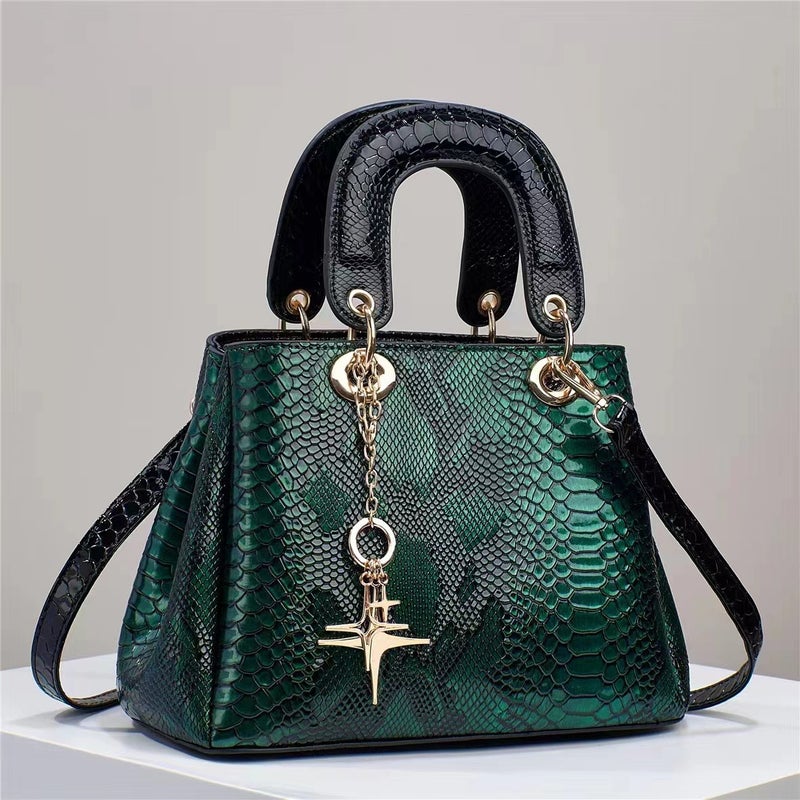 New Style Small Fragrant Snake Pattern Large Capacity Texture Western Style High Quality Single Shoulder Cross-Body Quality Bag Large Bag - Image 4