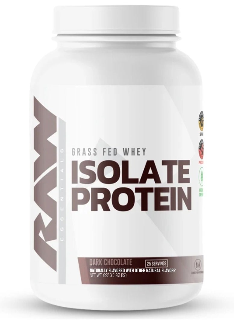 Raw Nutrition RAW Grass Fed Whey, Isolate Protein - Dark Chocolate, 892Gr, 1.97 LB, 25 Servings  - Image 1