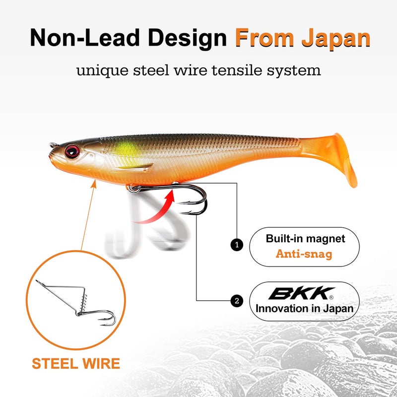 TRUSCEND Power Soft Fishing Lures Pre-Rigged BKK Hook, Japan Formula, Slow Sinking, Swimming, Jerking, Freshwater or Saltwater Swimmer for Bass Trout Pike Fishing Fishing Gifts for Men - Image 3