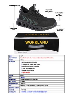 Workland Low Ankle Non Metal Protective Safety Shoe - Black  - Image 2