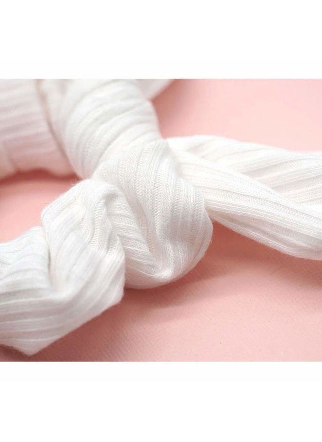 Funlovin - Bunny Ear Scrunchies Cotton Bow Hair Scrunchie Cute Knotted Bowknot Ribbon Ties Elastic Scrunchy Bands Ponytail Holder for Women, Girls (Black, White, Grey, Purple, Yellow, Dark Green) - Image 1