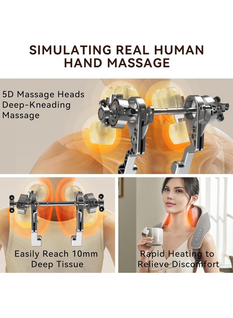 مارك ستور مدلك صغير للرقبة والظهر مع حرارة مهدئة، وسادة تدليك كهربائية عميقة ثلاثية الأبعاد للكتف والساق وتخفيف آلام عضلات الجسم والمنزل والمكتب واستخدام السيارة - Image 4