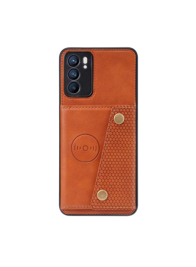 اس-توب جراب لهاتف OPPO Reno6 مصنوع من البولي يوريثان الحراري + جراب واقٍ مغناطيسي مقاوم للصدمات مع فتحة للبطاقات وحامل - Image 2