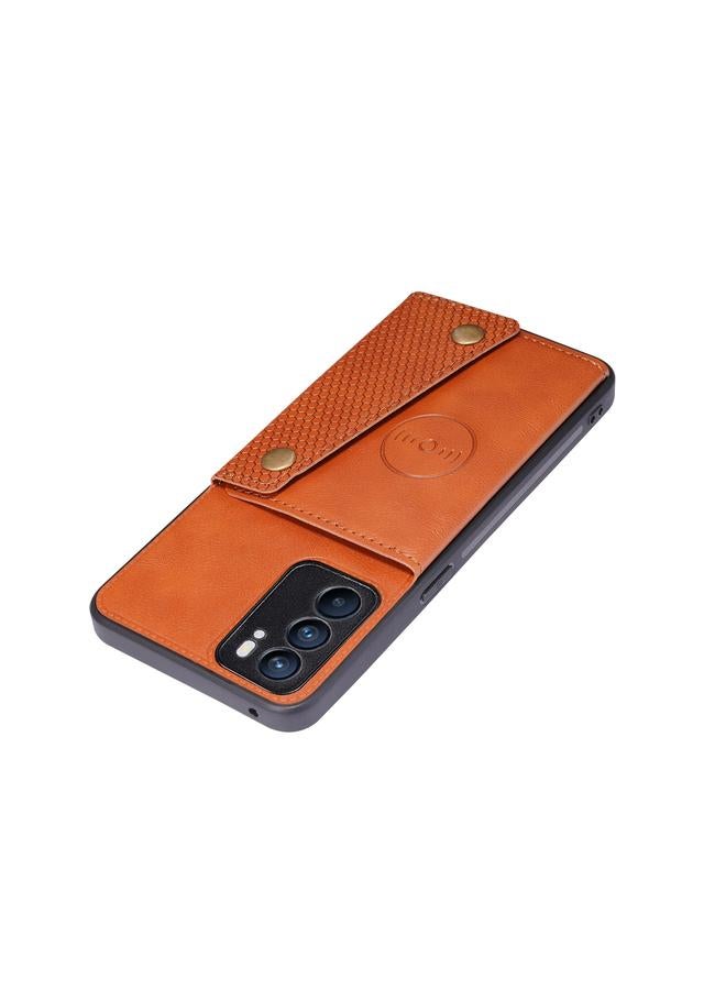 اس-توب جراب لهاتف OPPO Reno6 مصنوع من البولي يوريثان الحراري + جراب واقٍ مغناطيسي مقاوم للصدمات مع فتحة للبطاقات وحامل - Image 5