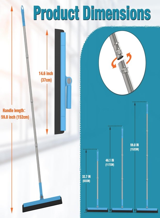 KOLLIEE Floor Squeegee Adjustable 59'' Long Handle Professional Floor Squeegee with Hook Water Squeegee Foam Blade for Concrete Floor Tile Pet Hair Floor Wiper - Image 3