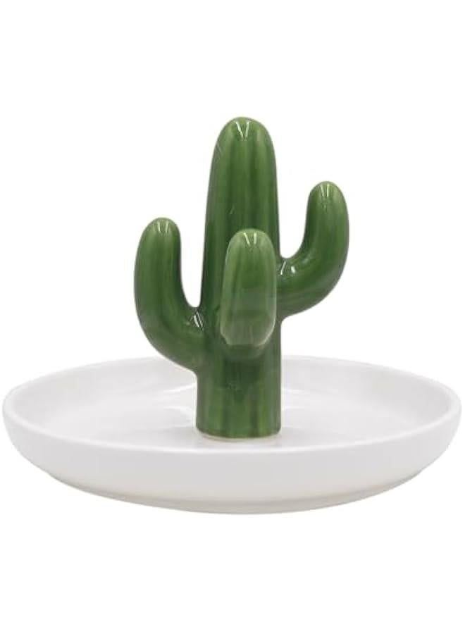Bathroom Jewelry Tray Ring Holder Trinket Organizer Earrings Storage Case Gift for Birthday  Wedding,Cactus - Image 1