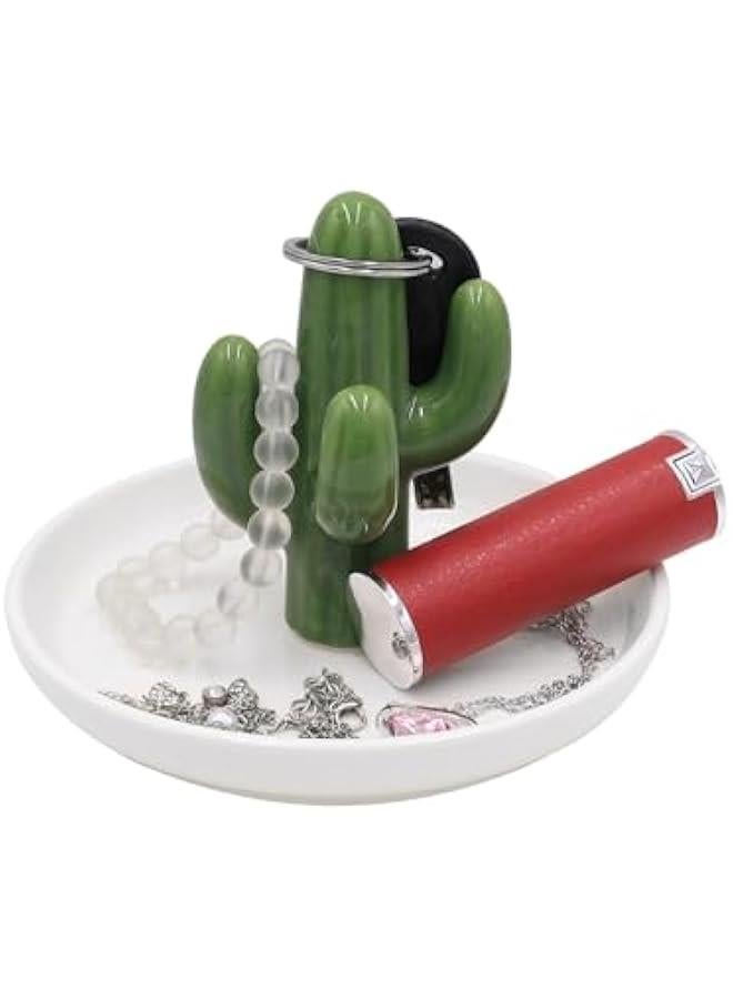 Bathroom Jewelry Tray Ring Holder Trinket Organizer Earrings Storage Case Gift for Birthday  Wedding,Cactus - Image 2