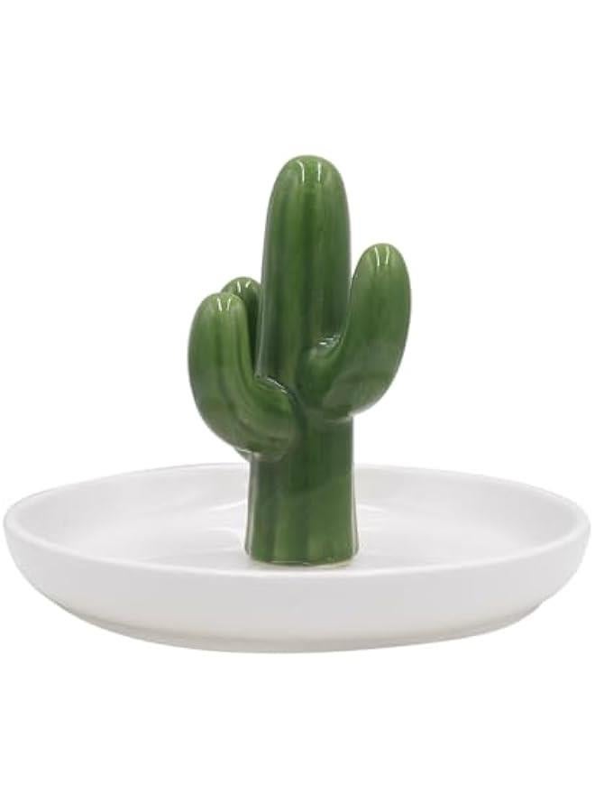 Bathroom Jewelry Tray Ring Holder Trinket Organizer Earrings Storage Case Gift for Birthday  Wedding,Cactus - Image 3