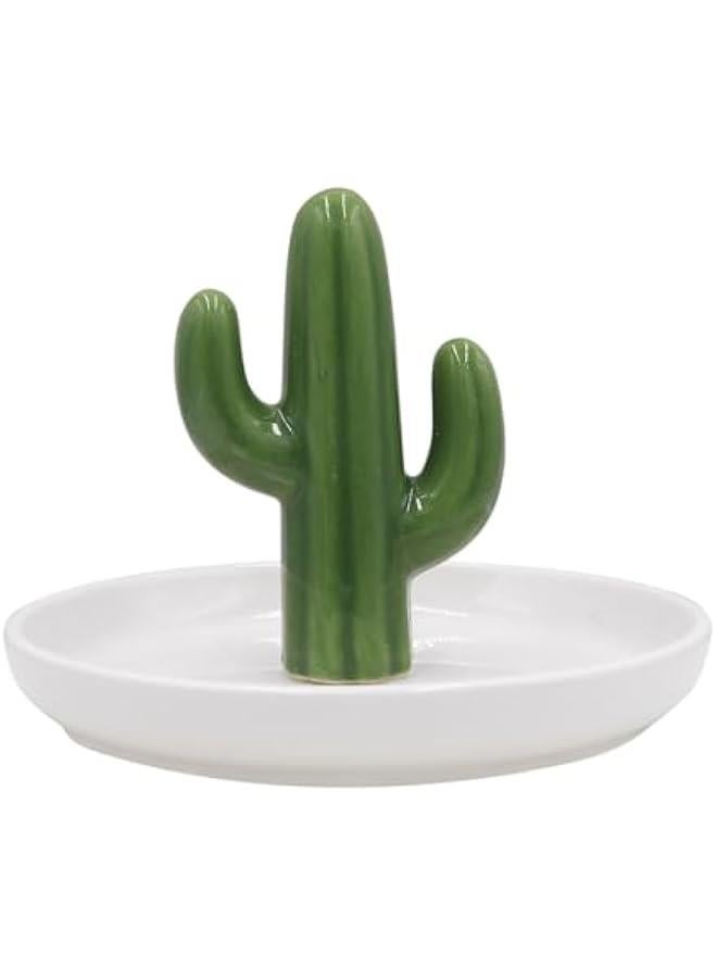 Bathroom Jewelry Tray Ring Holder Trinket Organizer Earrings Storage Case Gift for Birthday  Wedding,Cactus - Image 4