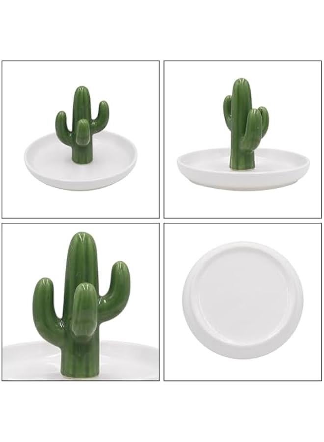 Bathroom Jewelry Tray Ring Holder Trinket Organizer Earrings Storage Case Gift for Birthday  Wedding,Cactus - Image 5