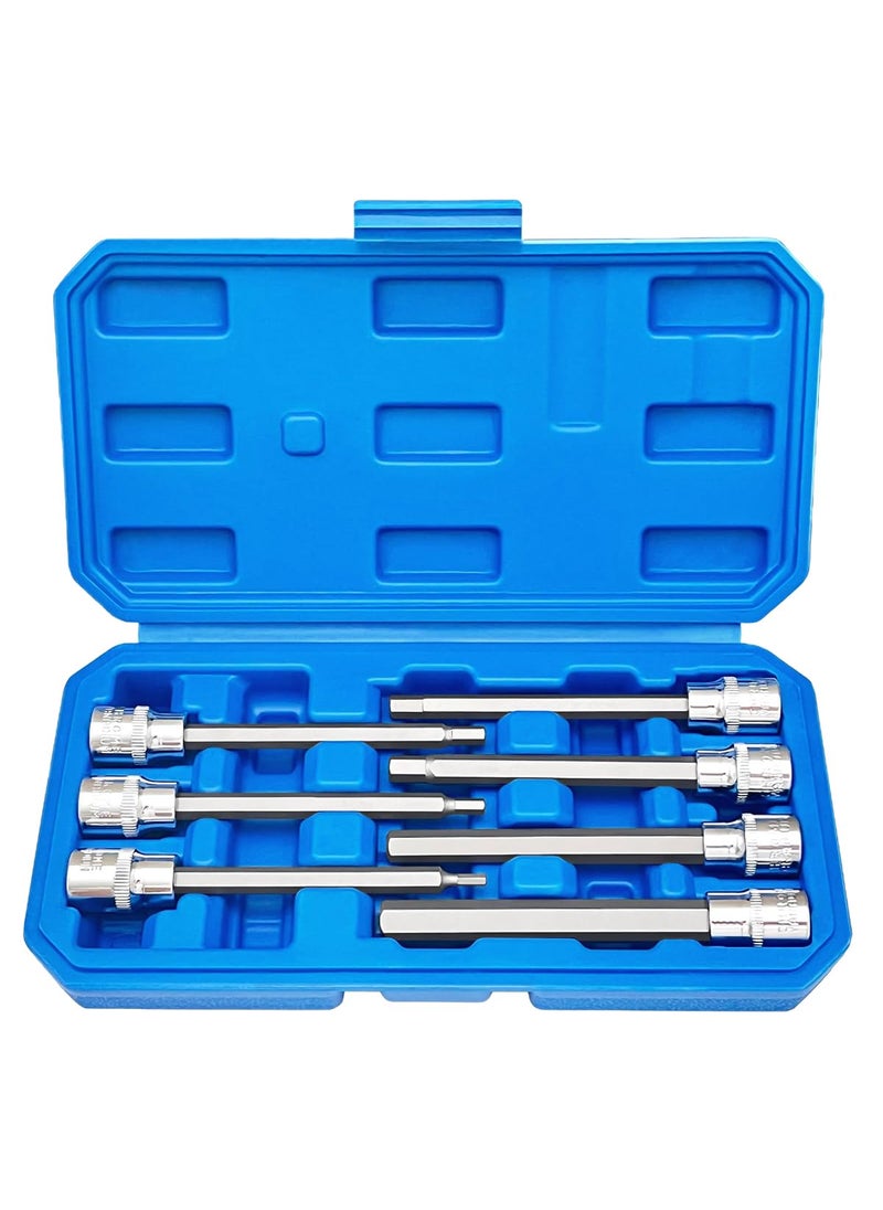 Serplex Serplex 7Pcs Torx Star Bit Long Rod Socket Bit Set Rugged Chrome Vanadium Steel T10 to T40 Torx Bit Socket Kit with Tool Box Universal Socket Bits  - Image 1