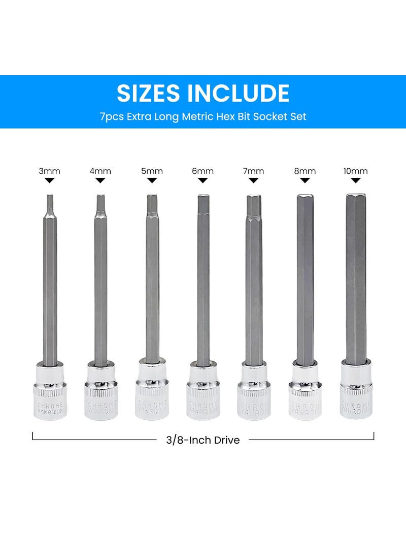 Serplex Serplex 7Pcs Torx Star Bit Long Rod Socket Bit Set Rugged Chrome Vanadium Steel T10 to T40 Torx Bit Socket Kit with Tool Box Universal Socket Bits  - Image 2