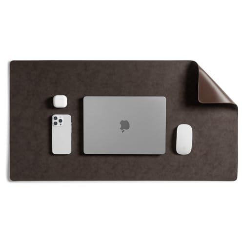 DailyObjects Reversible Desk Matte Sand Premium Vegan Leather Desk Mat|Anti-Skid|Anti-Slip|85 * 45cm|Spread Turf Desk/Laptop Mat for Work from Home/Gaming- Extended Mouse pad and Keyboard Desk-Brown - Image 1