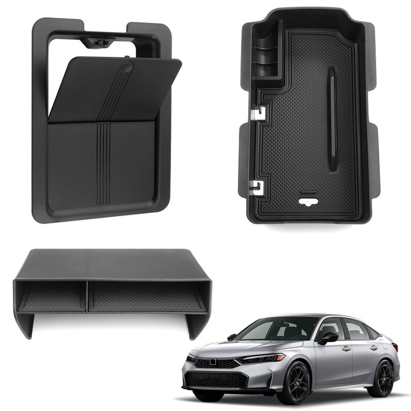 Thenice for 11th Gen Civic Center Console Organizer Armrest Box Tray Glovebox Hidden Storage Compartment Compatible with Honda Civic 2026 2025 2024 2023 2022 Accessories -3PCS - Image 1