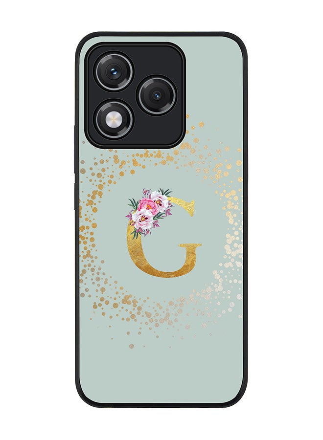 For Honor 400 Lite Case,Slim fit Camera Protection, Shockproof Thin Phone cover  - Custom Monogram Floral - G  (Light Grey )