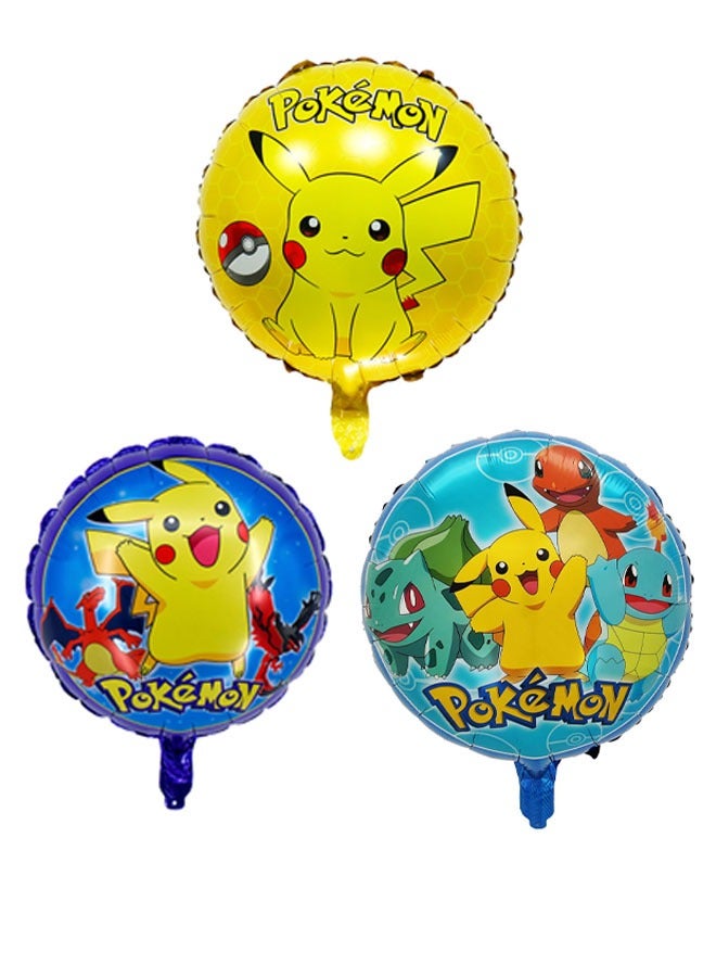 7-piece Pikachu balloon set (including one Pikachu-shaped balloon and 6 18-inch round balloons with different patterns) - Image 2