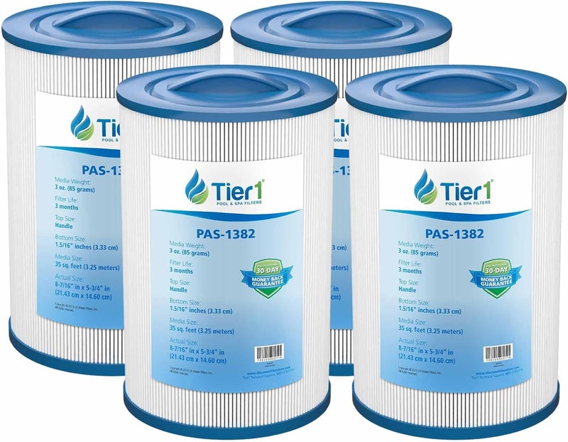 Tier1 Replacement for Maax Spas Filter – 4 Pack | Compatible with Pleatco PAS35P, PMAX50, FC-0300, 5CH-35 | 8" x 5 5/8" | Trilobal Fabric | High Flow | Washable Spa Filter Cartridge - Image 1