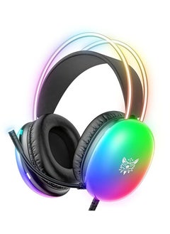 أونيكوما سماعة الألعاب الاحترافية X25 USB 3.5 RGB ضوء ثلاثي الأبعاد إلغاء الضوضاء ستيريو متعدد المنصات التوافق مع ميكروفون  - Image 1