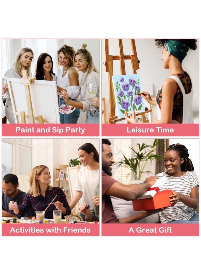 VOCHIC 16 Pcs Pre Drawn Canvas for Painting for Kids Adults Sip and Paint Kit Pre Printed Canvas to Paint DIY Art Party Supplies Girls Night Date Night (Floral Pattern, 8x10 in) - Image 5