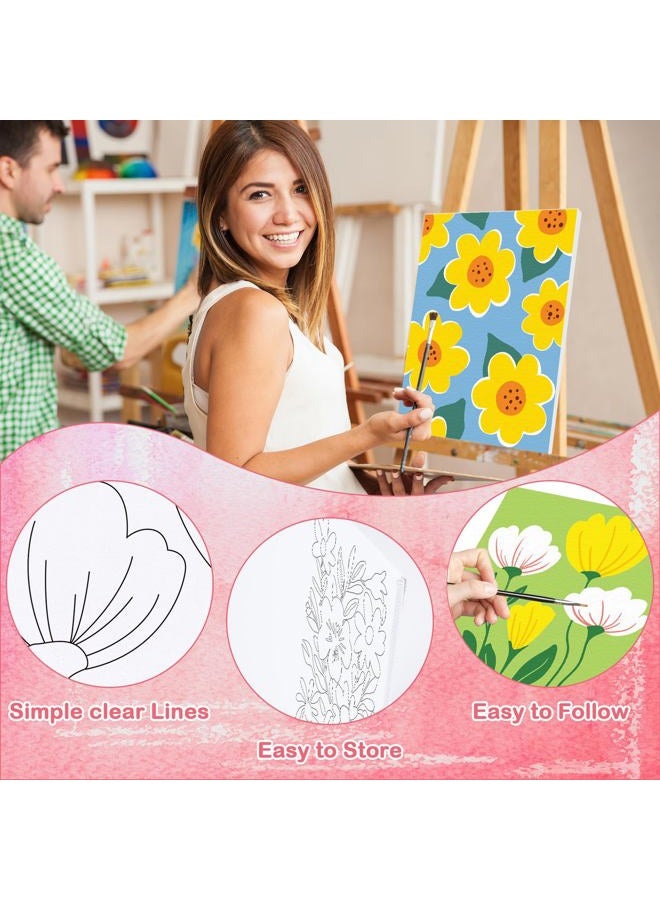 VOCHIC 16 Pcs Pre Drawn Canvas for Painting for Kids Adults Sip and Paint Kit Pre Printed Canvas to Paint DIY Art Party Supplies Girls Night Date Night (Floral Pattern, 8x10 in) - Image 3