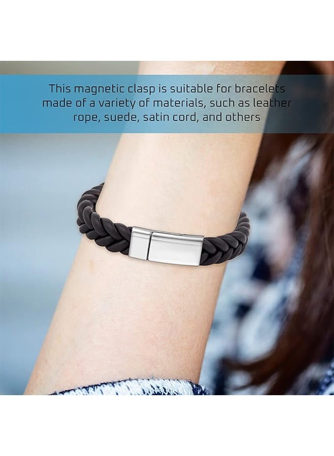 8 قطع من مشابك جلدية مسطحة مغناطيسية بقياس 10x3 مم لصناعة المجوهرات، مشابك مغناطيسية مخصصة لسوار فضي معدني وإغلاق DIY لقواعد صنع المجوهرات - Image 5