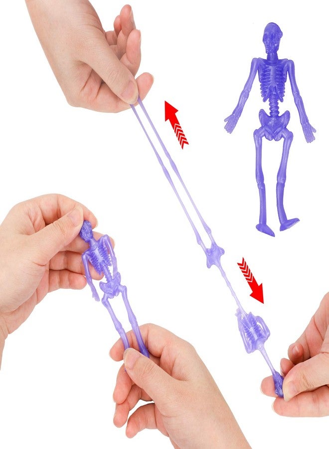 Konsait 72 Pack Stretchy Skeletons Stretchy Toys Bulk Set, Random 10 Glitter Color Sensory Bendable Toys, Party Favors for Kids Halloween Birthday Gift, Goodie Bags, Pinata Filler, Classroom Prizes - Image 3