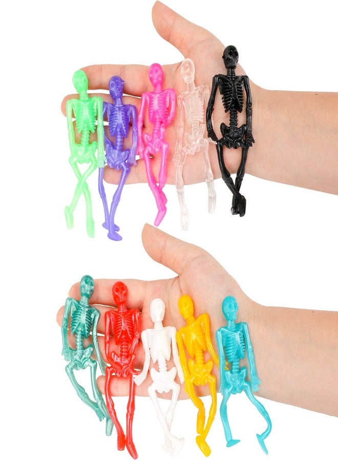 Konsait 72 Pack Stretchy Skeletons Stretchy Toys Bulk Set, Random 10 Glitter Color Sensory Bendable Toys, Party Favors for Kids Halloween Birthday Gift, Goodie Bags, Pinata Filler, Classroom Prizes - Image 5