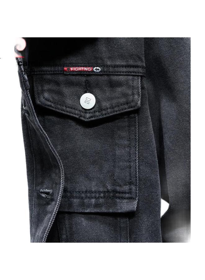 Pierre Cardin Men'S Spring Fashion Korean Slim Fit Long Sleeve Denim Jacket Men'S Top Bly6016 Black Size L - Image 1