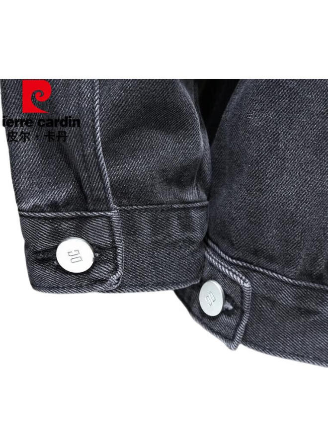 Pierre Cardin Men'S Spring Fashion Korean Slim Fit Long Sleeve Denim Jacket Men'S Top Bly6016 Black Size L - Image 2
